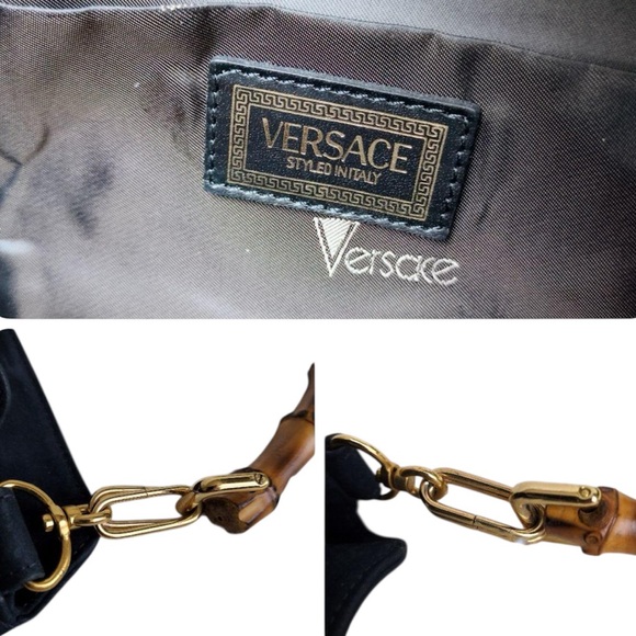 Versace Starburst Nubuck Handbag W/ Bamboo Handle ■Rare■ - Picture 9 of 9